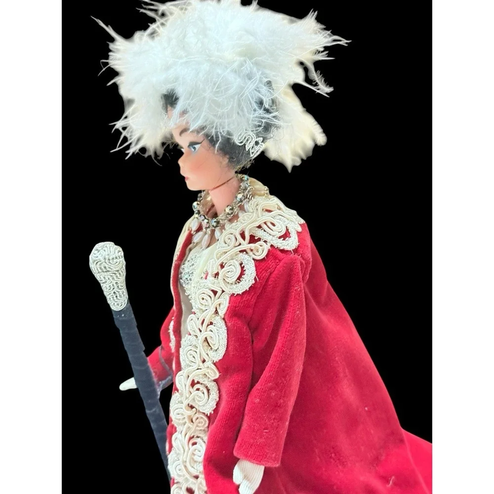Vtg Barbie Clone Scarlet‎ O'hara In Red Velvet Curtain Dress & Beaded Gown